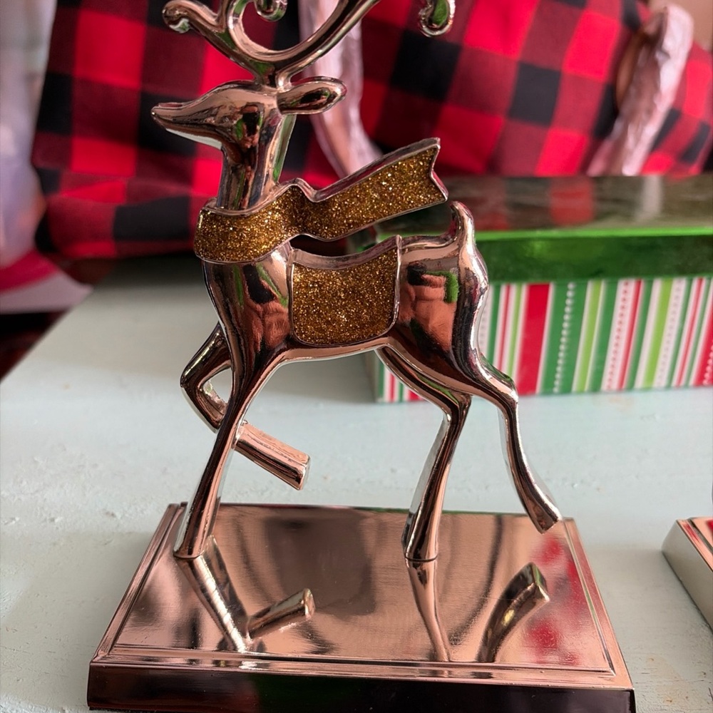 Christmas Stocking Hangers for Mantel Set of 2 Reindeer Sticking Hooks